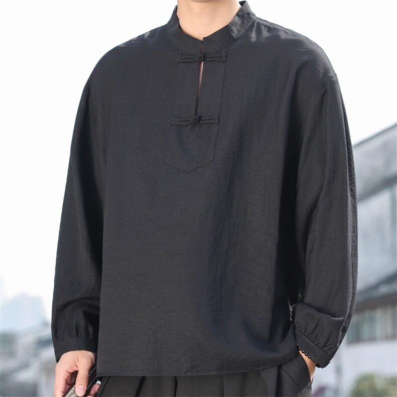 2026春夏棉麻男装新中式唐装风衬衣立领盘扣衬衫亚麻C180-P55,男装衬衫,电商B277(原6028)