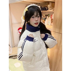 1506-1/M76141/P84韩版学院风条纹撞色刺绣保暖加厚外套男女同款，男装棉衣，星座1506-1