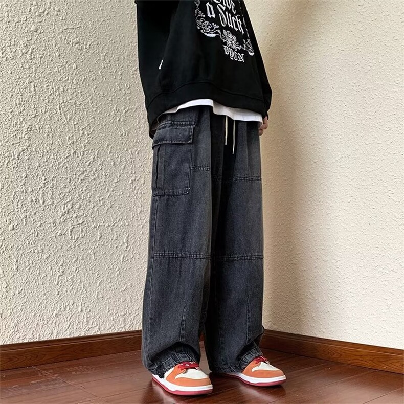 日系复古cityboy裤子潮牌工装牛仔裤男女宽松阔腿束脚裤7828-P40,男装牛仔裤,星座1008-2