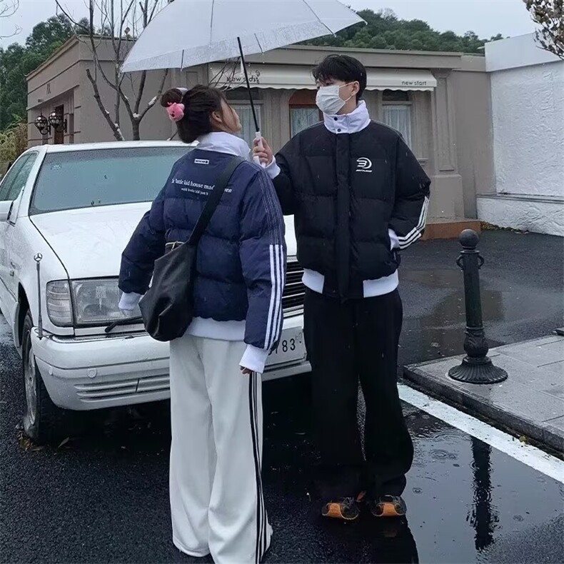 潮棉衣棉服女冬季情侣学院风保暖美式宽松运动条纹撞色小众棉袄,男装棉衣,星座218-1（原230）