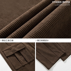 日系灯芯绒休闲裤男2025秋冬款复古打褶设计长裤K2232-P45控68，男装休闲裤，电商A362