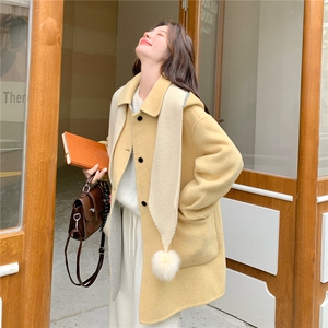 韩版减龄双面羊绒大衣女高级感中长款毛呢外套图片