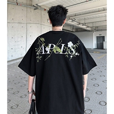 万针全刺绣工艺抖音得物高品质260克重磅纯棉双纱美式高街短袖T恤，男装T恤，电商A486