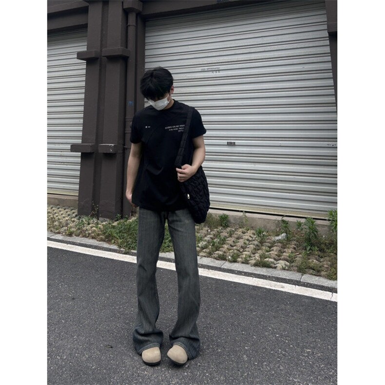 cleanfit巴家竹节牛仔裤高级感痞帅修身微喇叭裤,男装牛仔裤,星座310A-4