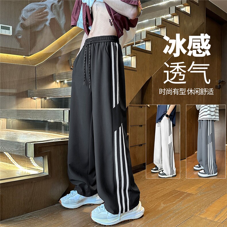 YK127 特P32 控59 品质保障 秋装冰丝垂坠感侧边织带男女休闲裤图片
