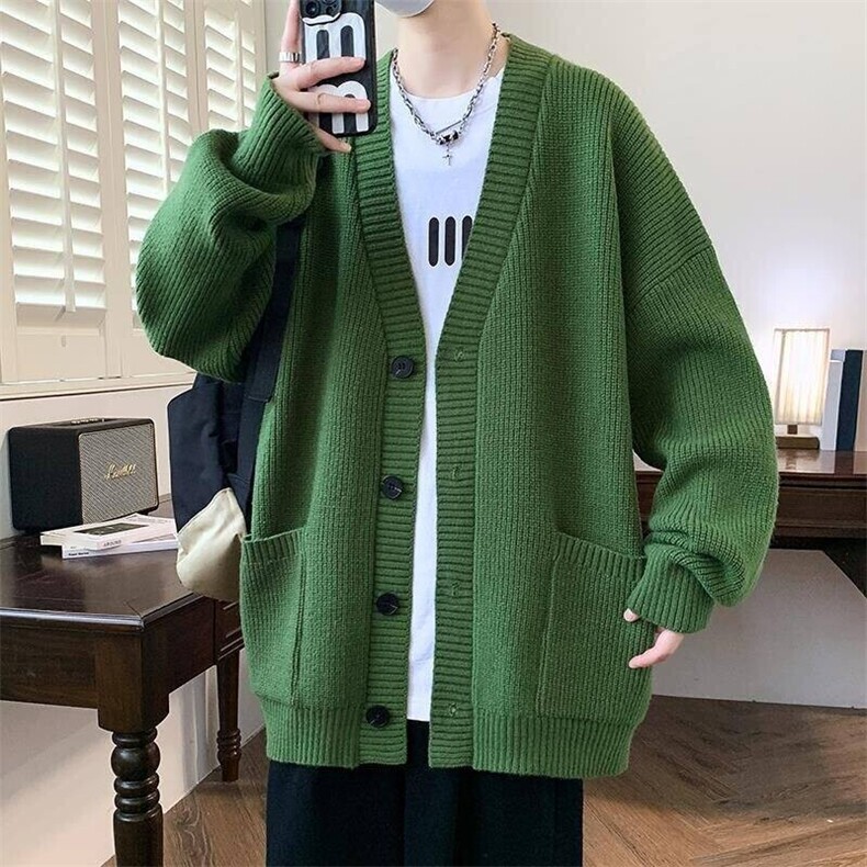 档口现货84870-P70V领开衫毛衣加厚外套男纯色秋冬休闲毛线衣宽松图片