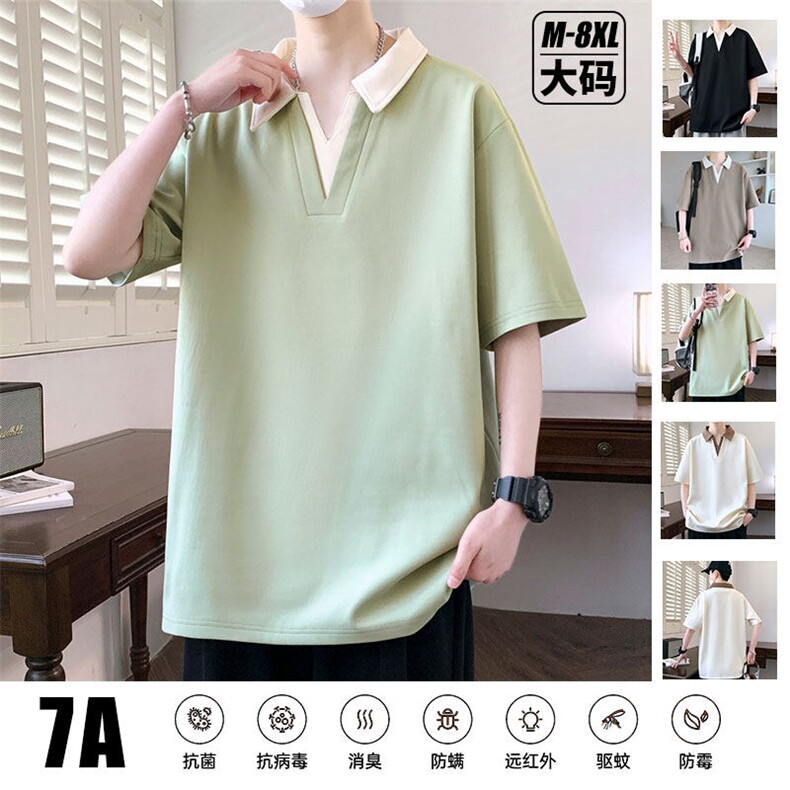 夏季大码公版拼色翻领POLO衫男休闲T恤短袖,男装Polo衫,星座1107-1