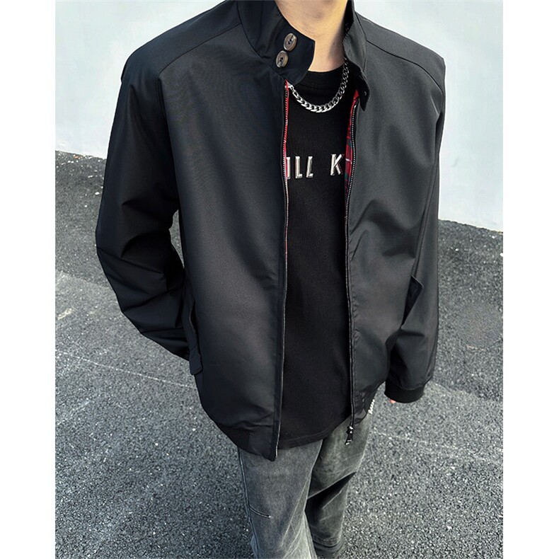 8XL-M美式复古棒球服外套男特大码潮牌双拉链立领夹克衫JK005P85图片