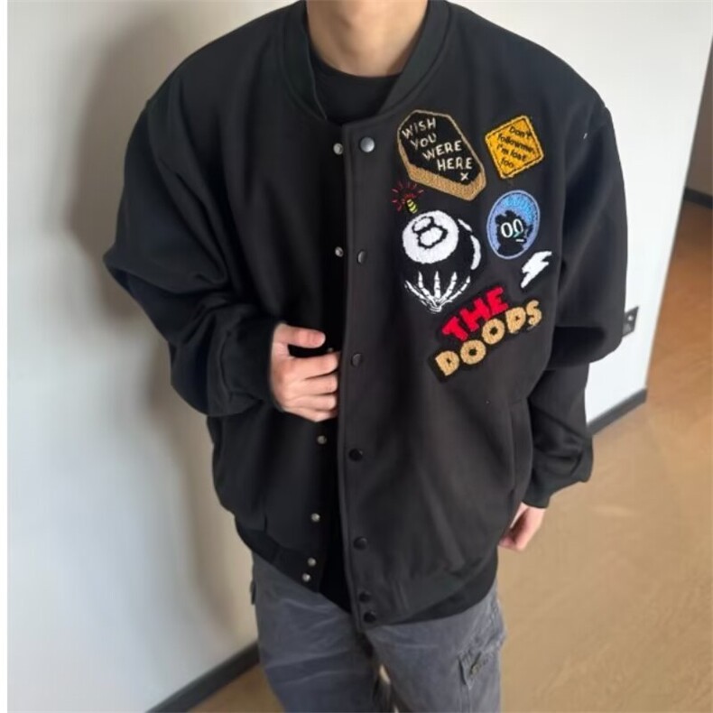 美式潮流春季户外穿高街棒球服外套男女情侣休闲百搭刺绣夹克图片