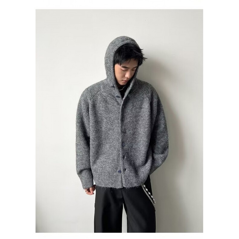 自家图现货毛衣开衫慵懒风连帽针织衫外套XZ212-QMY5802-P72,男装针织衫/毛衣,星座212