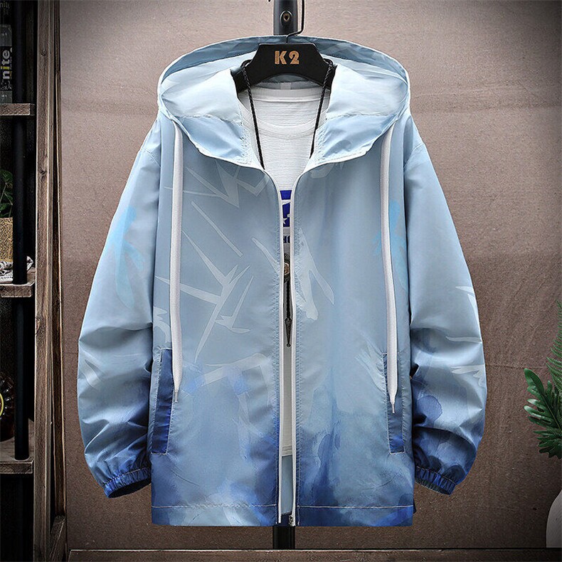 2025夏季新款青少年潮皮肤衣男水墨风大码连帽防晒衣FS8205-P23，男装防晒衣，星座1816-2（原1210–2）