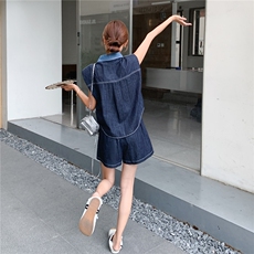 现货25新款夏装牛仔短裤套装三件套2D044-766-P145-K225，女装套装/套裙，2D044