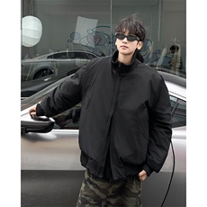 美式复古纯色立领百搭外套男秋冬小众潮牌加绒夹克棉服潮M8210，男装夹克，星座506