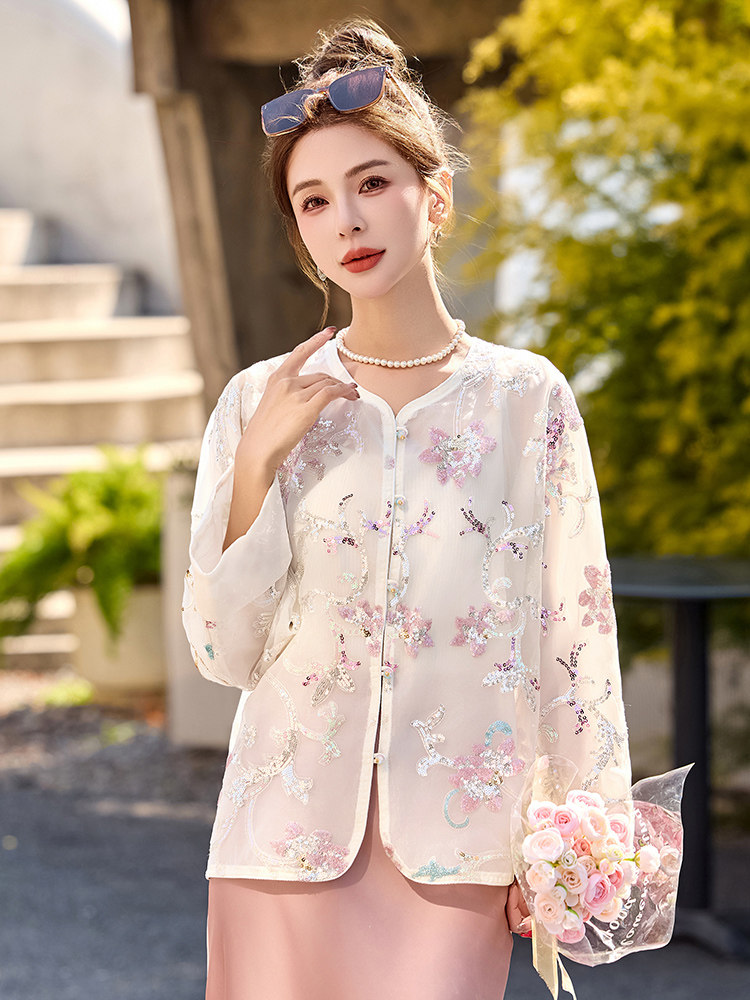 新中式国风外套女夏季清爽高级感重工刺绣名媛小香风薄款防晒上衣,女装短外套,众宇琦