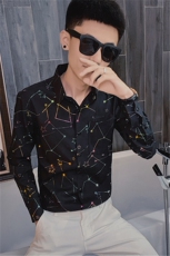 5秋长袖衬衫社会精神小伙亮色发型师个性潮男衬衣C301B-CS34，男装衬衫，电商C301B