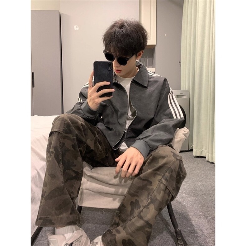 有货DHT116-批55美式条纹pu皮衣夹克潮男春秋三条杠，男装皮衣，星座603-2