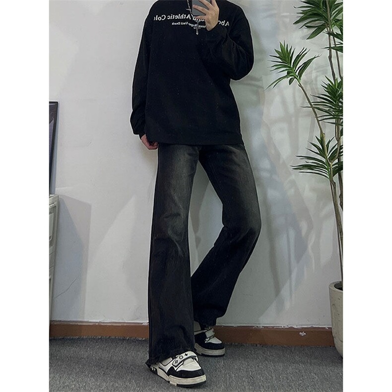 美式hiphop牛仔裤修身直筒微喇叭裤,男装牛仔裤,星座310A-4