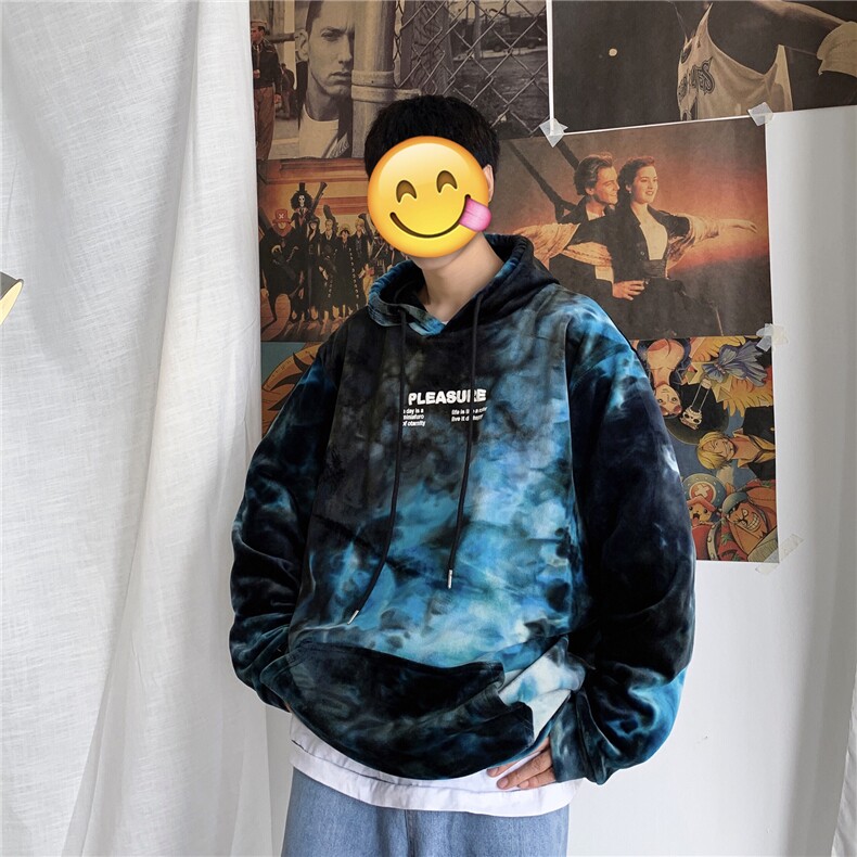 703-W198秋冬双面金丝绒扎染加绒宽松休闲卫衣男,男装卫衣,星座703