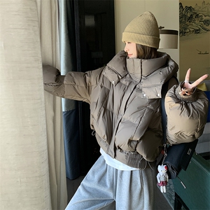 时尚设计感短款羽绒服女款冬季2025新款小个子洋气面包服连帽外套图片
