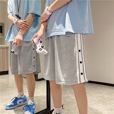 条纹排扣运动裤男士夏季直筒港风潮流ins阔腿休闲长裤子K701-P28，男装休闲裤，星座512-2