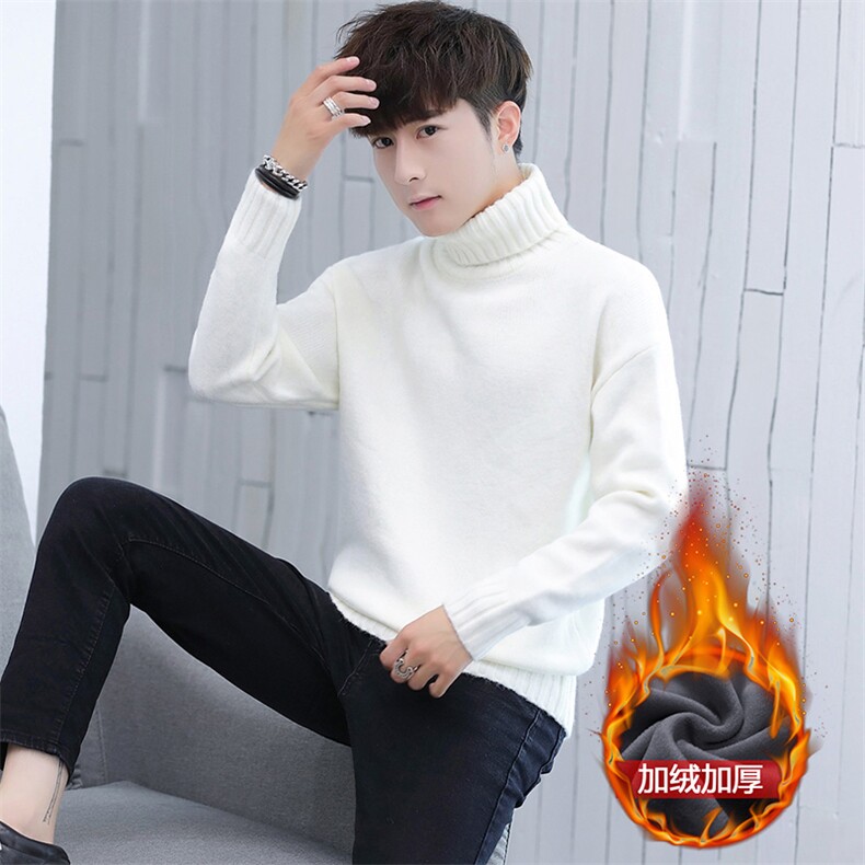 款1709高领毛衣男士加绒针织衫2021新款冬季潮流韩版加厚，男装针织衫/毛衣，电商D310（原电商305）