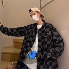 2023秋季外套外穿宽松牛仔服新款港风提花牛仔夹克W3541-P58，男装夹克，星座512-2