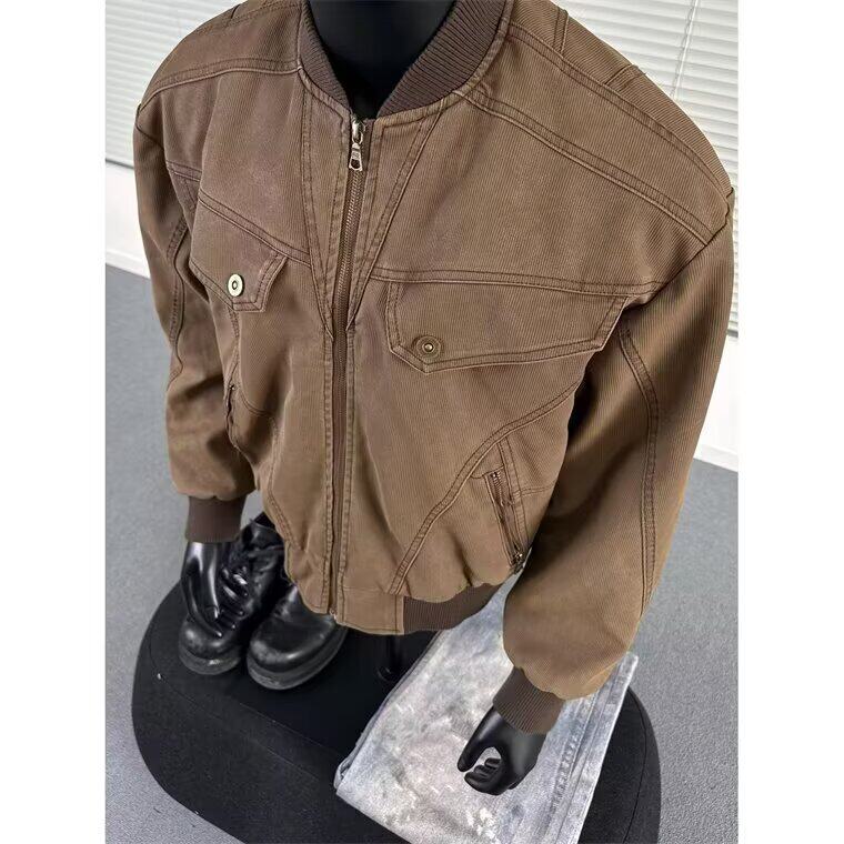 890-P64 cleanfit短款工装外套男春秋款潮牌复古美式棒球服图片
