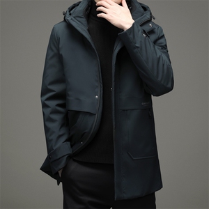 2023冬季新款羽绒服男可脱卸帽纯色休闲90白鸭绒外套HB9903-P300,浅紫色连衣裙搭配什么外套图片