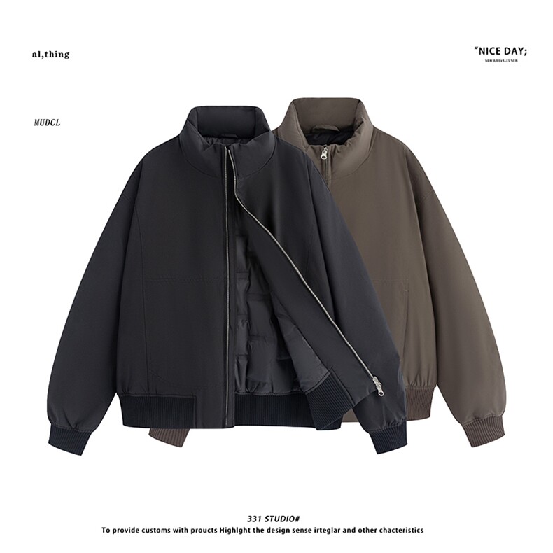 平铺~新标90白鸭绒冬季美式立领羽绒服外套 E123/P259图片
