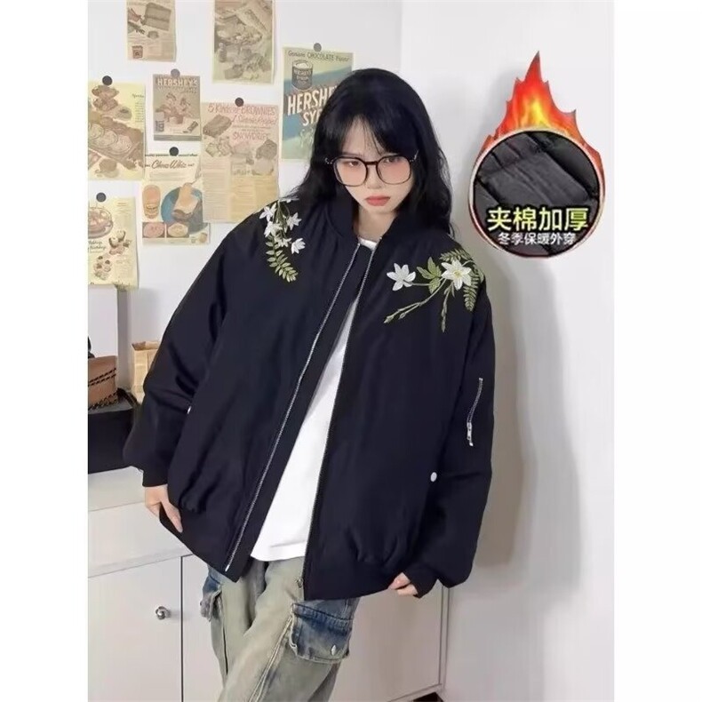 美式花卉潮牌宽松字母春秋冬新款夹克男女情侣宽松休闲外套,男装夹克,星座506A