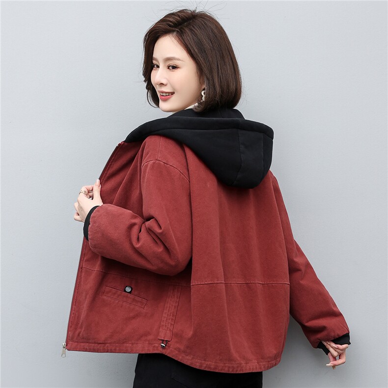 叶笙衣82539撞色加绒加厚外套,女装棉衣/棉服,叶笙衣