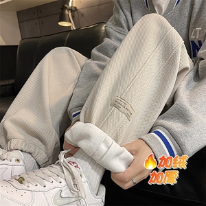 特批P40无差价薄款改加绒冬宽松休闲运动卫裤男束脚裤K1049J加绒图片