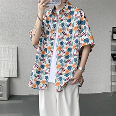 8XL-M花衬衫男短袖夏季薄款冰丝半袖宽松大码休闲外套DC28008P38，男装T恤，电商B312