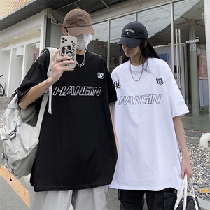 情侣装夏装新款高街潮牌印花短袖T恤情侣宽松半袖潮 D251 P38女类图片