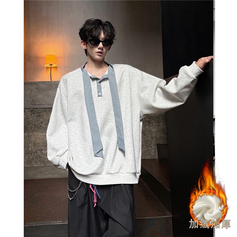 现货WY10145-特P48加绒P55秋冬设计感宽松大码卫衣男上衣外套,女装短外套,电商A059