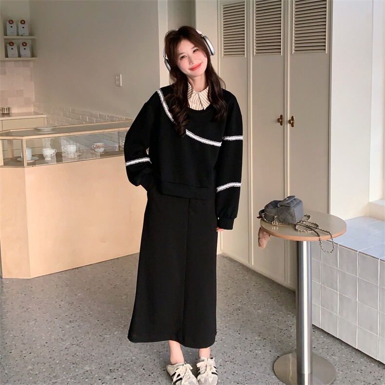 26春新款现-韩系假两件衬衫领卫衣裙套装2610-P170K278,女装套装/套裙,2B190