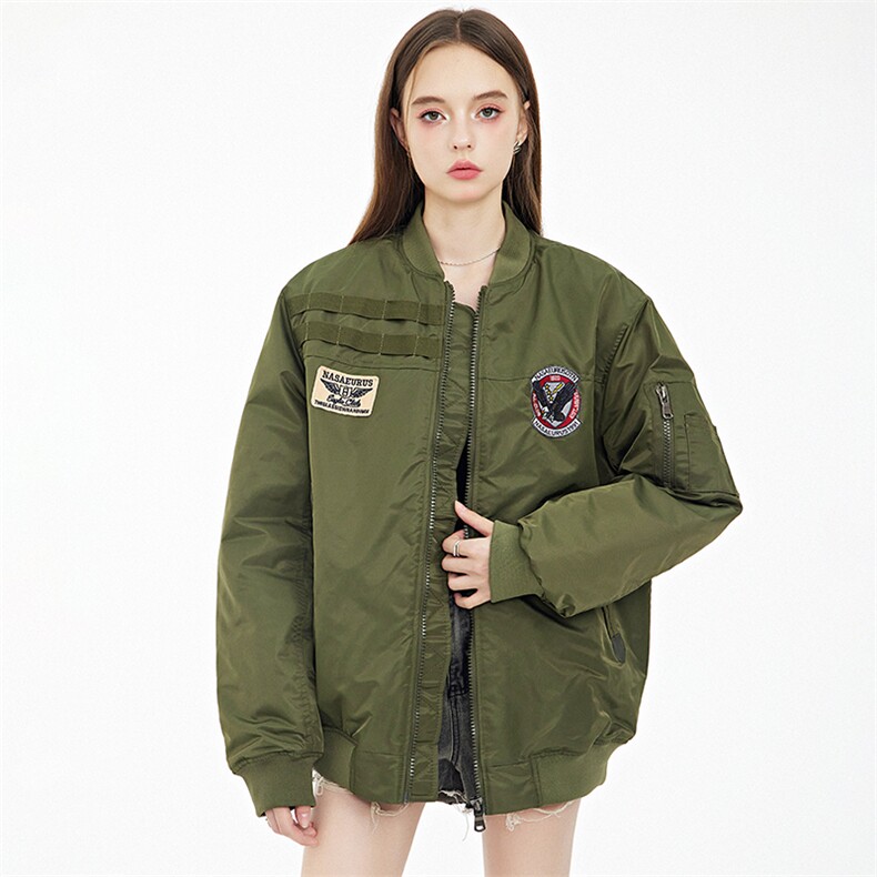 现货三色秋冬季潮牌夹克棉衣棒球服欧美街头飞行员外套情侣装,男装夹克,电商A105