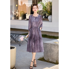 紫色连衣裙女夏2025新款高级感法式气质收腰显瘦减龄绝美漂亮裙子，女装连衣裙，多彩
