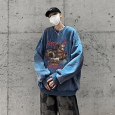 美式潮牌重磅水洗做旧连帽卫衣力推大码男XZ517A-2-Y7750-P58，男装卫衣，星座517A-2