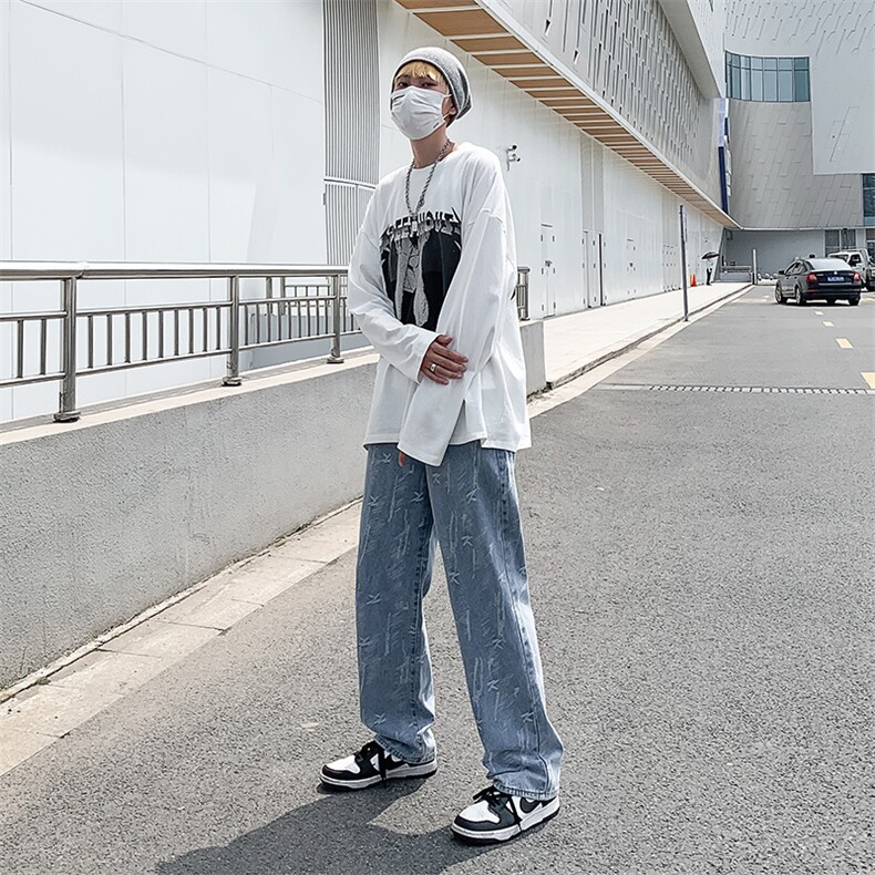 牛仔裤男夏季潮大码休闲裤子高街设计感N746P45,男装牛仔裤,星座1116-2
