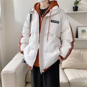 棉服男冬季新款港风宽松假两件连帽棉衣MF8587-特P78
