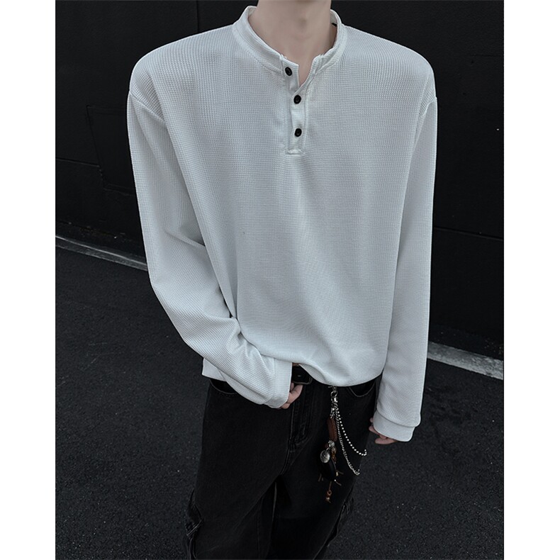 亨利领T恤男春秋季美式潮牌ins宽松慵懒风情侣衫25XW99566特批18，男装T恤，电商A042