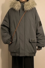 冬季宽松/连帽大毛领休闲外套潮加厚棉衣XZ102B-1M2591-P135，男装棉衣，星座102B-1