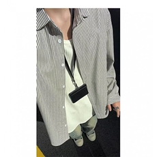 1506/QC2380/P44复古条纹长袖衬衫男干净上衣高级感痞帅衬衣外套，男装衬衫，星座1506