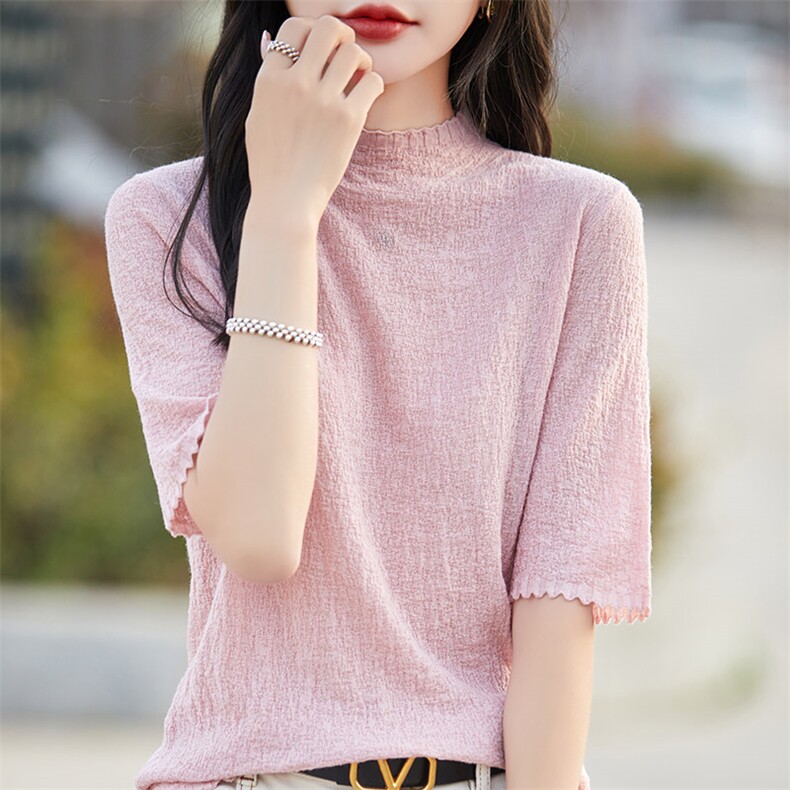 时尚百搭圆领长袖毛衣女套头修身显瘦针织衫，女装羊毛衫，琳华羊绒