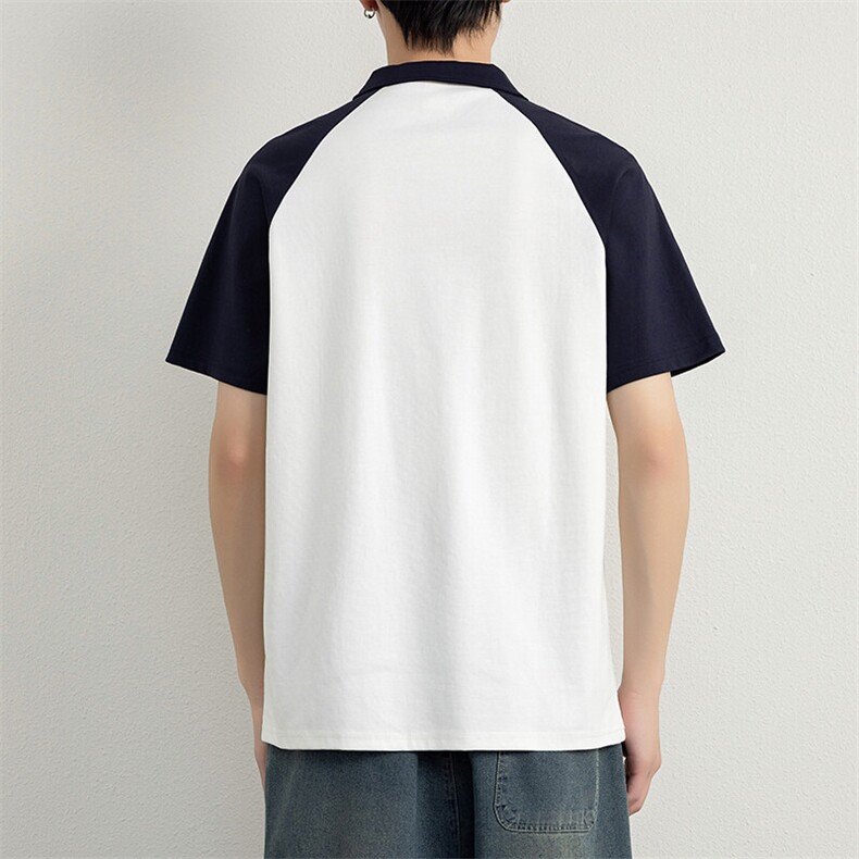 夏季短袖男刺绣翻领POLO衫拼接色T恤宽松休闲半袖上衣YD33997-P40,男装Polo衫,星座310B-3