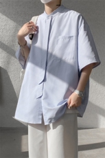 明星私服学院风条纹衬衫搭配可拆卸领带英伦风条纹打底衬衫P38，男装衬衫，电商B319