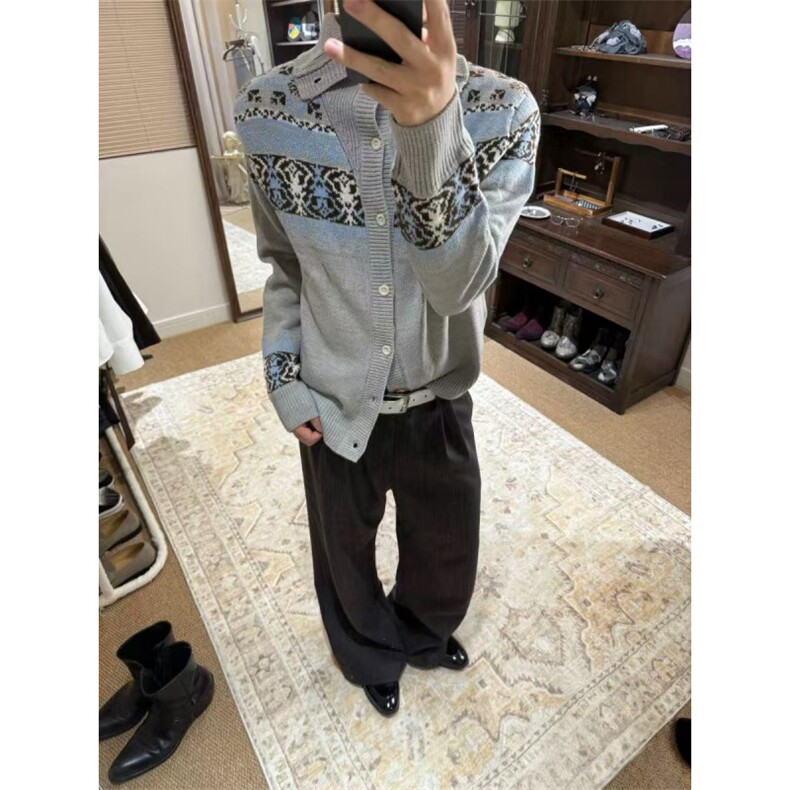 预售款~已下单 Oclin费尔岛翻折领可调节毛衣开衫外套MY2579批68图片