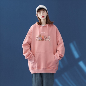 中性 秋季潮流卡通印花上衣宽松连帽卫衣 W229  P35控58加绒P45图片