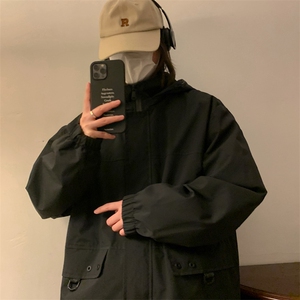 新款连帽冲锋衣夹克男山港风潮流宽松休闲外套A238-JK2305-P68图片